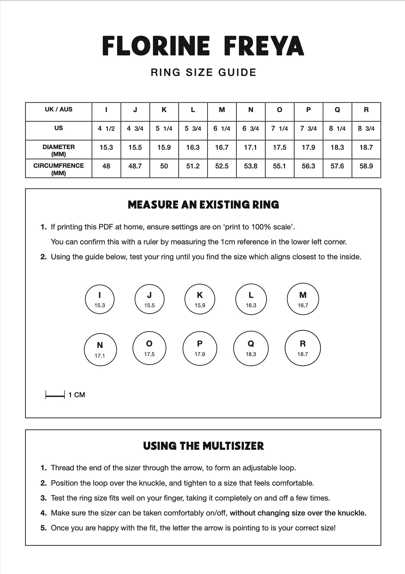 Ring sizer + Guide